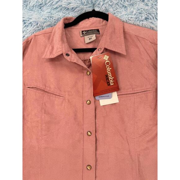 Columbia Women’s 1X Plus Shirt Rosa Siskiyou Pass Long Sleeve Snap Button Outdoo - Picture 6 of 15